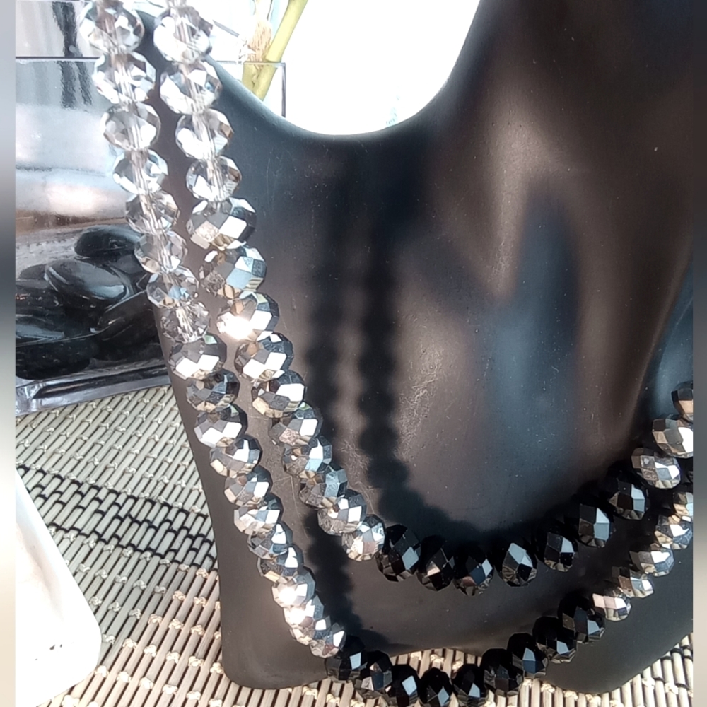 ALI KHAN NEW YORK Double Strand Mixed Crystal Bead Necklace 25"